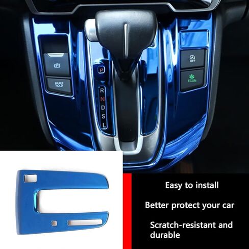 ملحقات السيارة مناسبة لسيارة Honda Gas CR-V CRV 2017 2018 2019 2020 2021 2022 غطاء لوحة ناقل الحركة ديكور داخلي زخرفة زرقاء من الفولاذ المقاوم للصدأ قطعة واحدة (مع رافعة تروس) in Saudi Arabia