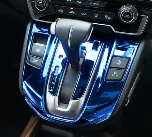 ملحقات السيارة مناسبة لسيارة Honda Gas CR-V CRV 2017 2018 2019 2020 2021 2022 غطاء لوحة ناقل الحركة ديكور داخلي زخرفة زرقاء من الفولاذ المقاوم للصدأ قطعة واحدة (مع رافعة تروس) in Saudi Arabia