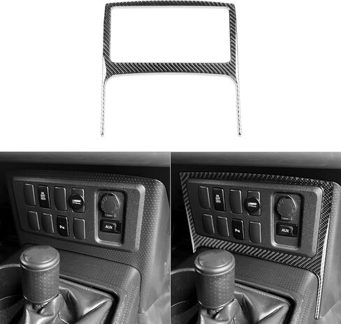 Real Soft Black Carbon Fiber Car Center Console Automatic Gear Shift Transmission Panel Trim Sticker Auto Premium Interior Accessories Compatible with Toyota FJ Cruiser 2007-2021 in Saudi Arabia