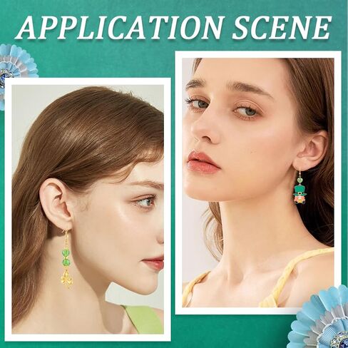 صندوق واحد من SUNNYCLOE DIY 10 أزواج أقراط متدلية على شكل زهرة البرسيم الأخضر موضوع سانت باتريك أقراط عيد أربع أوراق نبات نبات النفل الزهر الخرز كريستال لصنع المجوهرات in Kuwait