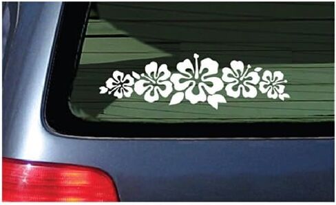 Hibiscus Band Vinyl Sticker - White Garland Decal Flower Lei Car Window Laptop in Saudi Arabia