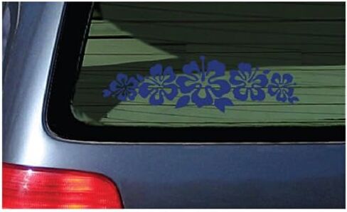 ملصق فينيل بشريط الكركديه - ملصق أبيض على شكل جارلاند على شكل زهرة Lei لنافذة السيارة in Kuwait