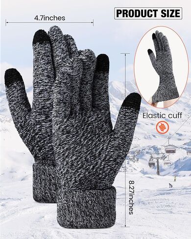 Kigeli 24 Pairs Women's Winter Touch Screen Gloves Colored Warm Gloves for Women Cold Weather Fleece Lined Knit Gloves (Classic Colors) in Kuwait