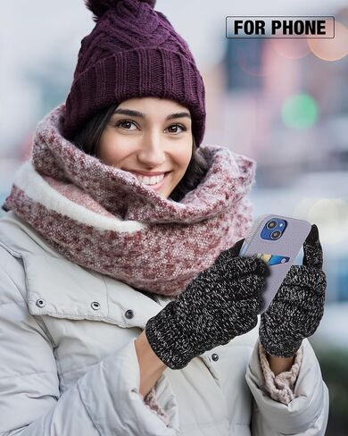 Kigeli 24 Pairs Women's Winter Touch Screen Gloves Colored Warm Gloves for Women Cold Weather Fleece Lined Knit Gloves (Classic Colors) in Kuwait
