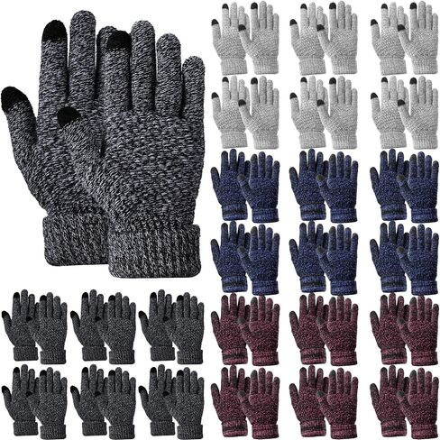 Kigeli 24 Pairs Women's Winter Touch Screen Gloves Colored Warm Gloves for Women Cold Weather Fleece Lined Knit Gloves (Classic Colors) in Kuwait