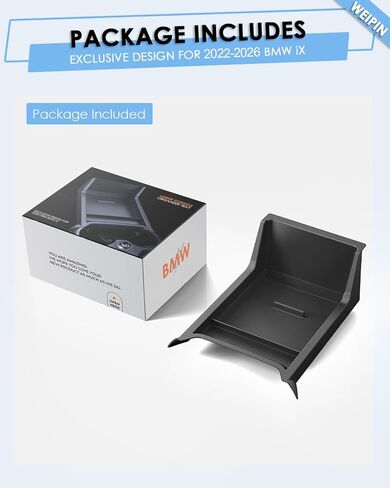 For BMW iX Lower Console Tray - Compatible with 2022-2026 BMW iX Center Console Organizer[Car Food Tray] [2-Compartment][2026 Patented Design] with Anti-Slip Thick Liquid Silicone Mat - Black in Saudi Arabia