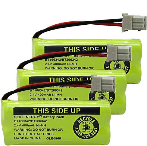 بطارية GEILIENERGY NiMH 2.4 فولت 400 مللي أمبير في الساعة متوافقة مع BT-166342 BT-266342 BT-162342 BT-262342 BT183342 BT-183342 Sanik 2SN-AAA40H-S-X2 CS6719-2 هاتف لاسلكي (عبوة من 3) in Saudi Arabia