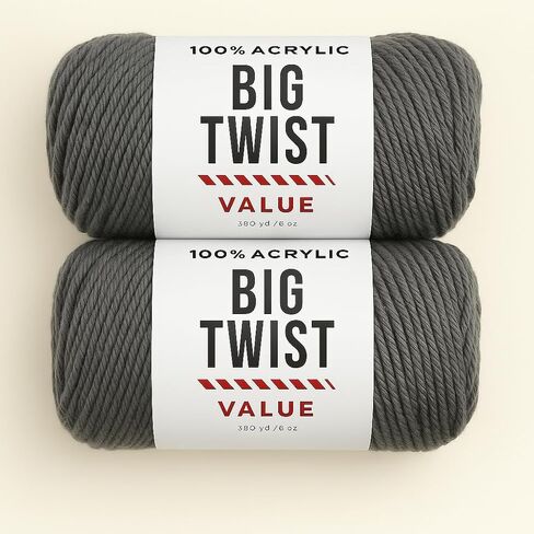 Big Twist Value Yarn 2-Pack Bundle-Titanium Grey 100% Acrylic, 6oz Skeins (380 yds Each) in Saudi Arabia