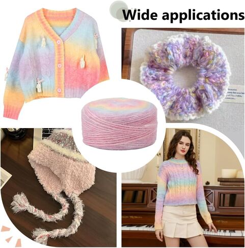 1Roll 150g Mohair Yarn Purple Hand Spun Art Yarn Skein Fancy Yarns Multifiber Multicolored with Hand Blended Handmade for Magazines Knitting Crafts Textile Decorative Tassels Card Making in Saudi Arabia