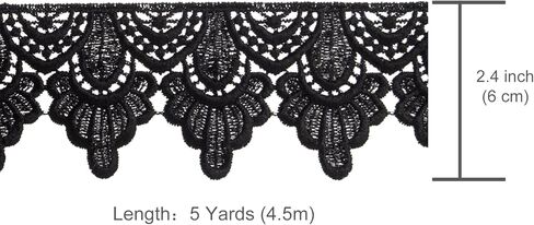 0.43 Inch Wide Lace Fabric Trim for Sewing Ribbon DIY Art Crafts (Black #04 (5 Yard)) in Kuwait