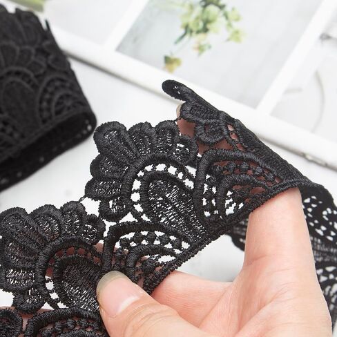 0.43 Inch Wide Lace Fabric Trim for Sewing Ribbon DIY Art Crafts (Black #04 (5 Yard)) in Kuwait