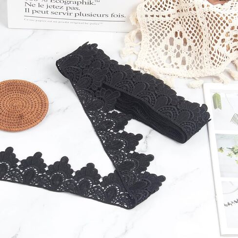 0.43 Inch Wide Lace Fabric Trim for Sewing Ribbon DIY Art Crafts (Black #04 (5 Yard)) in Kuwait