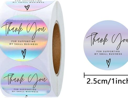 500 PCS Thank You Stickers Roll 1-Inch Round Self-Adhesive Gold Stickers for Packaging, Gift Bags, Weddings, Envelopes, and Small Business Orders in Saudi Arabia