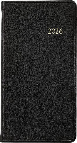 Graphic Image 2026 Pocket Datebook Planner, Week-at-a-view pages, Genuine Leather (3.125" W x 6" H - Made in the USA) in Saudi Arabia
