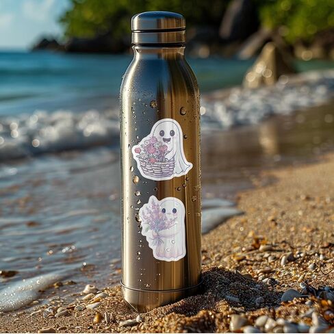 50pcs Cute Ghost Flowers Cartoon Stickers for Water Bottles, Skateboards, Journals, Scrapbooking & Party Supplies, Whimsical Ghosts and Floral Patterns Playful Design | Durable Decals in Saudi Arabia