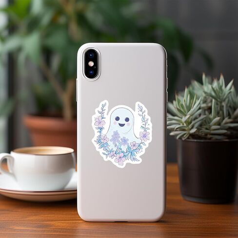 50pcs Cute Ghost Flowers Cartoon Stickers for Water Bottles, Skateboards, Journals, Scrapbooking & Party Supplies, Whimsical Ghosts and Floral Patterns Playful Design | Durable Decals in Saudi Arabia