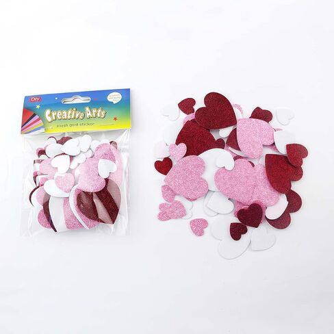 Heart Stickers, Valentine's Day EVA Foam Stickers with Glitter, Mixed Size Heart-Shaped Decorative Stickers for Crafts and Scrapbooking in Saudi Arabia