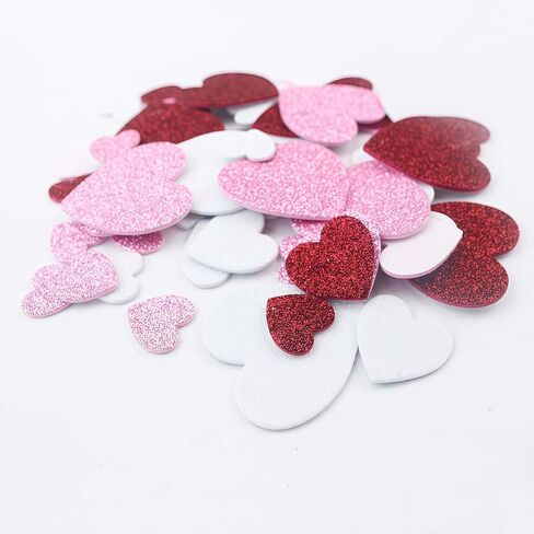 Heart Stickers, Valentine's Day EVA Foam Stickers with Glitter, Mixed Size Heart-Shaped Decorative Stickers for Crafts and Scrapbooking in Saudi Arabia