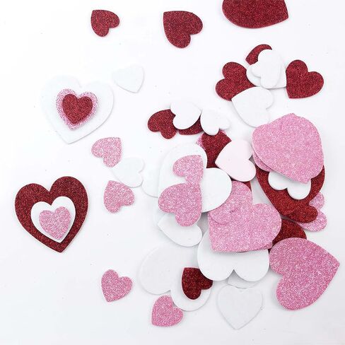 Heart Stickers, Valentine's Day EVA Foam Stickers with Glitter, Mixed Size Heart-Shaped Decorative Stickers for Crafts and Scrapbooking in Saudi Arabia
