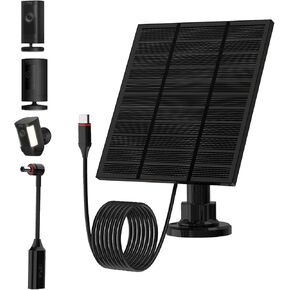 Solar Panels for Ring Camera Outdoor Wireless (New Generation) 5W 5V Solar Panel Charger with USB-C&Plug for Spotlight Cam Plus&Stick Up Cam Pro.Waterproof IP65 360°Adjustable 2M Cable (White, 1) in Kuwait