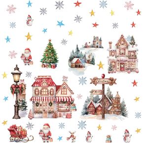 TOARTi 3D Watercolor Merry Christmas Wall Stickers, Snowman 3D Wall Decals for Living Room Dining Room Home Christmas Sock Decor, DIY 3D Wall Art Mural Decoration, Set of 4 (12"x12") in Kuwait