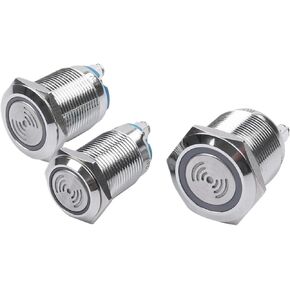 16mm19mm22mm Waterproof Metal Buzzer IP65LED Light Screw Foot Intermittent Flashing 12V24V6V(22mm Buzzer 12V) in Saudi Arabia