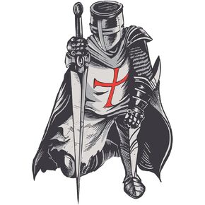 متوافق مع ملصق Knight Crusade Templar King Arthur Red متوافق مع سيف الركوع المتقاطع (4 بوصة) in Saudi Arabia