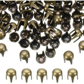 PATIKIL 2mm Round Dome Rivet, 180 Pcs Metal 4 Claw Spike Spot Stud Punk Rock Rivet Nailhead for DIY Leather Crafting for Decor Repair Clothing Belts Bags Shoes, Gold Tone in Kuwait