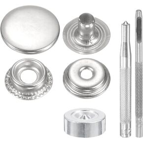 HARFINGTON 24Set Leather Snaps Fasteners Kit 17mm Dia Brass Press-Stud Cap Button 3.31" Length Metal Snap Buttons with 4 Install Tools for Coat Bag Leather Marine Boat Canvas, Bronze in Kuwait