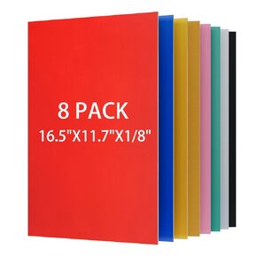 8 Pack Pre-Painted Colored Plywood Sheets,16.5" x 11.7" x 1/8 (3mm), 8 Colors Mixed Basswood,Ideal for Laser Cutting, Engraving, DIY Crafts, Ornaments, Models Making in Kuwait