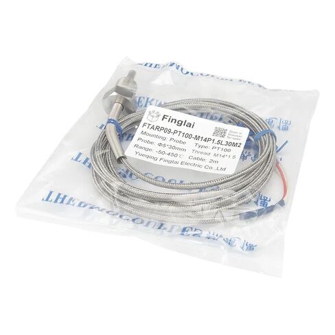 FTARP09 PT100 نوع 2 متر كابل مضفر معدني 30 مللي متر رأس التحقيق RTD مستشعر درجة الحرارة M14 الموضوع in Saudi Arabia