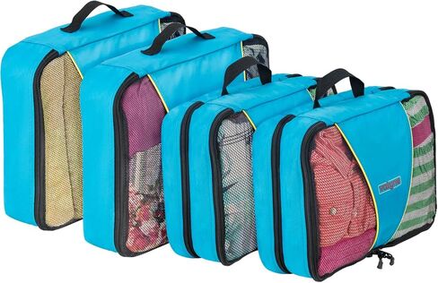 Valyne Mesh Nylon 6-pcs Packing Cubes Set, Travel Accessories Luggage Organizer Bags with Laundry Shoe Bag (Medium Packs Double Compartment) (Purple) in Saudi Arabia