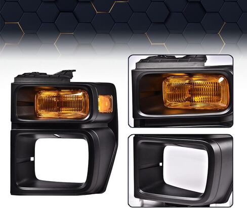 PIT66 حافة المصباح الأمامي مع ضوء إشارة الانعطاف لوقوف السيارات، متوافق مع 2008-2014 Ford E150 E250/2008-2019 E350 المصابيح الأمامية فائقة التحمل الحافة الأمامية اليسرى in Kuwait