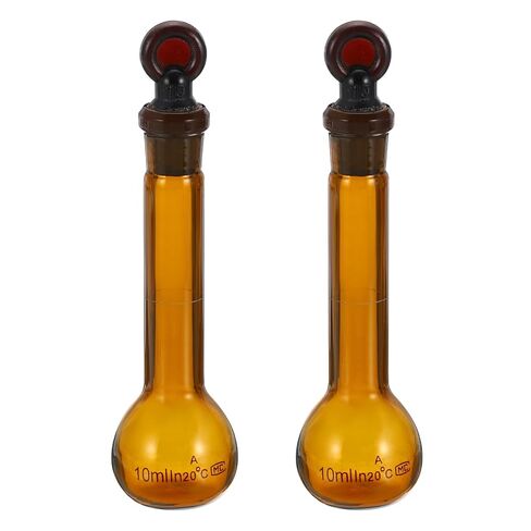 PATIKIL 10ml Volumetric Flask, 2Pcs 3.3 Borosilicate Glass Graduated Volumetric Measuring Flask with Glass Stopper Tolerance 0.18ml for Lab Experiment, Clear in Saudi Arabia