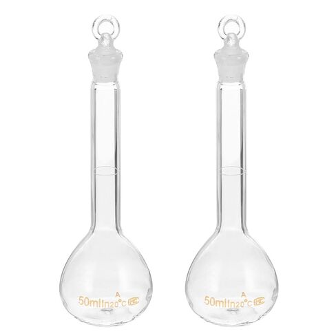 PATIKIL 10ml Volumetric Flask, 2Pcs 3.3 Borosilicate Glass Graduated Volumetric Measuring Flask with Glass Stopper Tolerance 0.18ml for Lab Experiment, Clear in Saudi Arabia