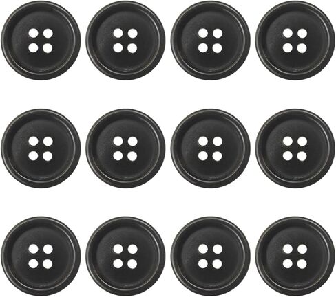 ECYC 12 قطعة 28 مم من أزرار القرن الحقيقي، 4 أزرار قرن طبيعي ذات 4 فتحات، أزرار قرن دائرية، أزرار قرن الخياطة للزي الرسمي للسترة، بني داكن in Kuwait