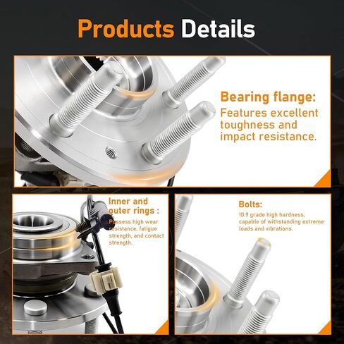 515096 [4WD AWD] مجموعة محمل محور العجلة الأمامية 6 العروات مع ABS متوافقة مع كاديلاك إسكاليد ESV EXT تشيفي سيلفرادو سوبربان 1500 تاهو أفالانش جي إم سي سييرا يوكون XL 1500 2007-2014 in Kuwait