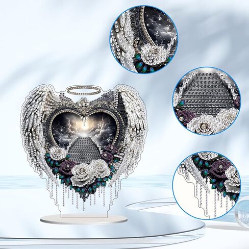 Lxmsja Tabletop Heaven's Gate Diamond Art Kits for Adults, DIY Special Shaped Rose Wings Diamond Painting Desk Placement Ornament Kits for Beginners, 5D Stand Up Gem Art Craft 8x7 inch in Saudi Arabia