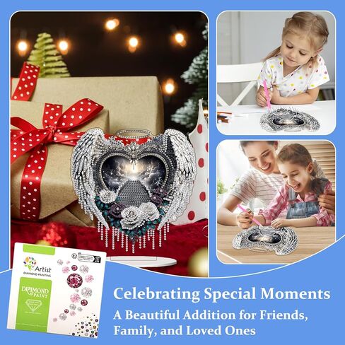 Lxmsja Tabletop Heaven's Gate Diamond Art Kits for Adults, DIY Special Shaped Rose Wings Diamond Painting Desk Placement Ornament Kits for Beginners, 5D Stand Up Gem Art Craft 8x7 inch in Saudi Arabia