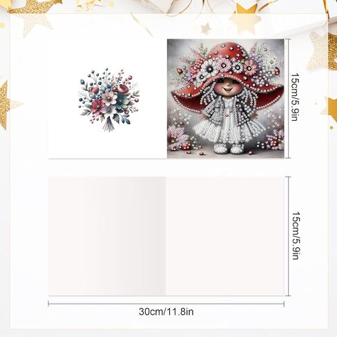 Focart 6-Pack Red Dress Diamond Painting Greeting Card Kits, Special Shaped Diamonds Painting, DIY Handcraft for Relatives and Friends with Wishes,Unique Design Crafting for Birthday or Holiday Cards in Saudi Arabia