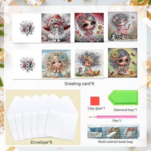 Focart 6-Pack Red Dress Diamond Painting Greeting Card Kits, Special Shaped Diamonds Painting, DIY Handcraft for Relatives and Friends with Wishes,Unique Design Crafting for Birthday or Holiday Cards in Saudi Arabia