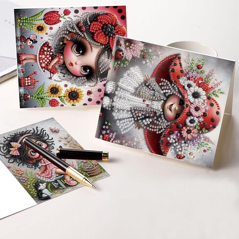 Focart 6-Pack Red Dress Diamond Painting Greeting Card Kits, Special Shaped Diamonds Painting, DIY Handcraft for Relatives and Friends with Wishes,Unique Design Crafting for Birthday or Holiday Cards in Saudi Arabia