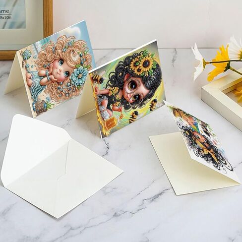 Focart 6-Pack Red Dress Diamond Painting Greeting Card Kits, Special Shaped Diamonds Painting, DIY Handcraft for Relatives and Friends with Wishes,Unique Design Crafting for Birthday or Holiday Cards in Saudi Arabia