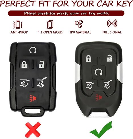 قطعتان متوافقتان مع غطاء مفتاح Chevy GMC يناسب 2015 2016 2017 2018 2019 2020 Yukon XL، Yukon Denali، Tahoe، Suburban Accessories TPU 6 أزرار رمادي/أبيض in Saudi Arabia