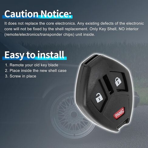 X AUTOHAUX مفتاح شل حافظة دخول بدون مفتاح عن بعد مفتاح فوب حافظة بديلة لميتسوبيشي لانسر 2007-2013 لميتسوبيشي أوتلاندر 2007-2013 3 أزرار in Saudi Arabia