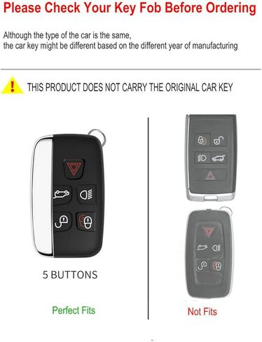حافظة مفاتيح Land Rover Key Fob بغطاء معدني وحامل مفاتيح ذكي متوافق مع Range Rover Sport Discovery LR4 Evoque Velar (LRB-رمادي) in Kuwait