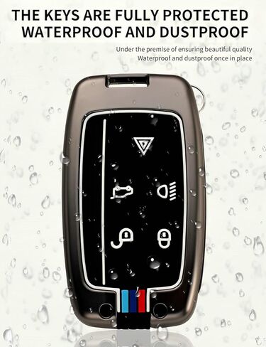 حافظة مفاتيح Land Rover Key Fob بغطاء معدني وحامل مفاتيح ذكي متوافق مع Range Rover Sport Discovery LR4 Evoque Velar (LRB-رمادي) in Kuwait