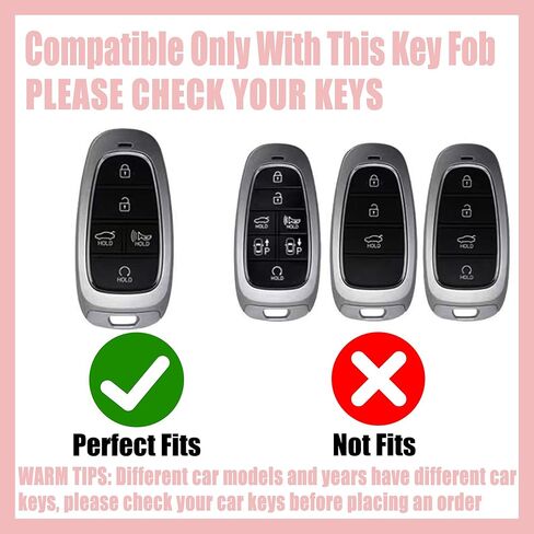 غطاء مفتاح Fob متوافق مع Hyundai Tucson 2022–2024 / Sonata 2019–2023 / Santa Cruz Smart Key، حامل جلدي مع AirTag/RFID Tag Case (5 أزرار، أرجواني) in Kuwait