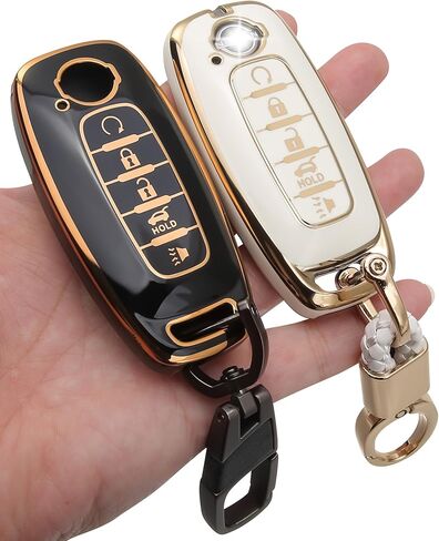 2PCS for Nissan Key Fob Cover Fits 2022 2023 2024 2025 Versa Sentra Pathfinder Rogue Case Accessories TPU Protector Black/White 5 Buttons in Saudi Arabia
