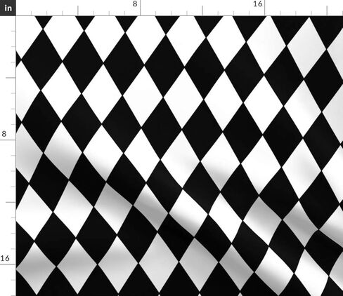 Spoonflower Fabric - Diamonds Black & White Diamond Geometric Check Printed on Petal Signature Cotton Fabric Fat Quarter - Sewing Quilting Apparel Crafts Decor in Kuwait